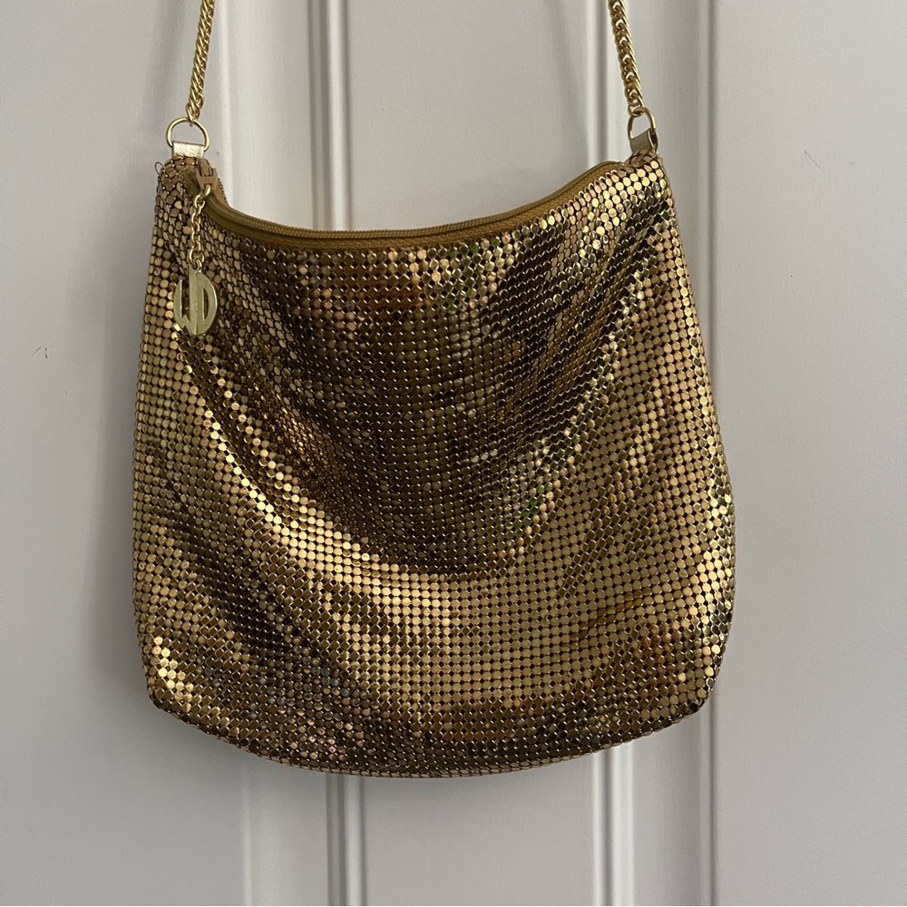 Whiting & Davis Gold Mesh Shoulder Bag With Chain Circa 1950’s